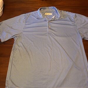 Donald Ross Farmlinks Blue and White Checkered Polo Shirt